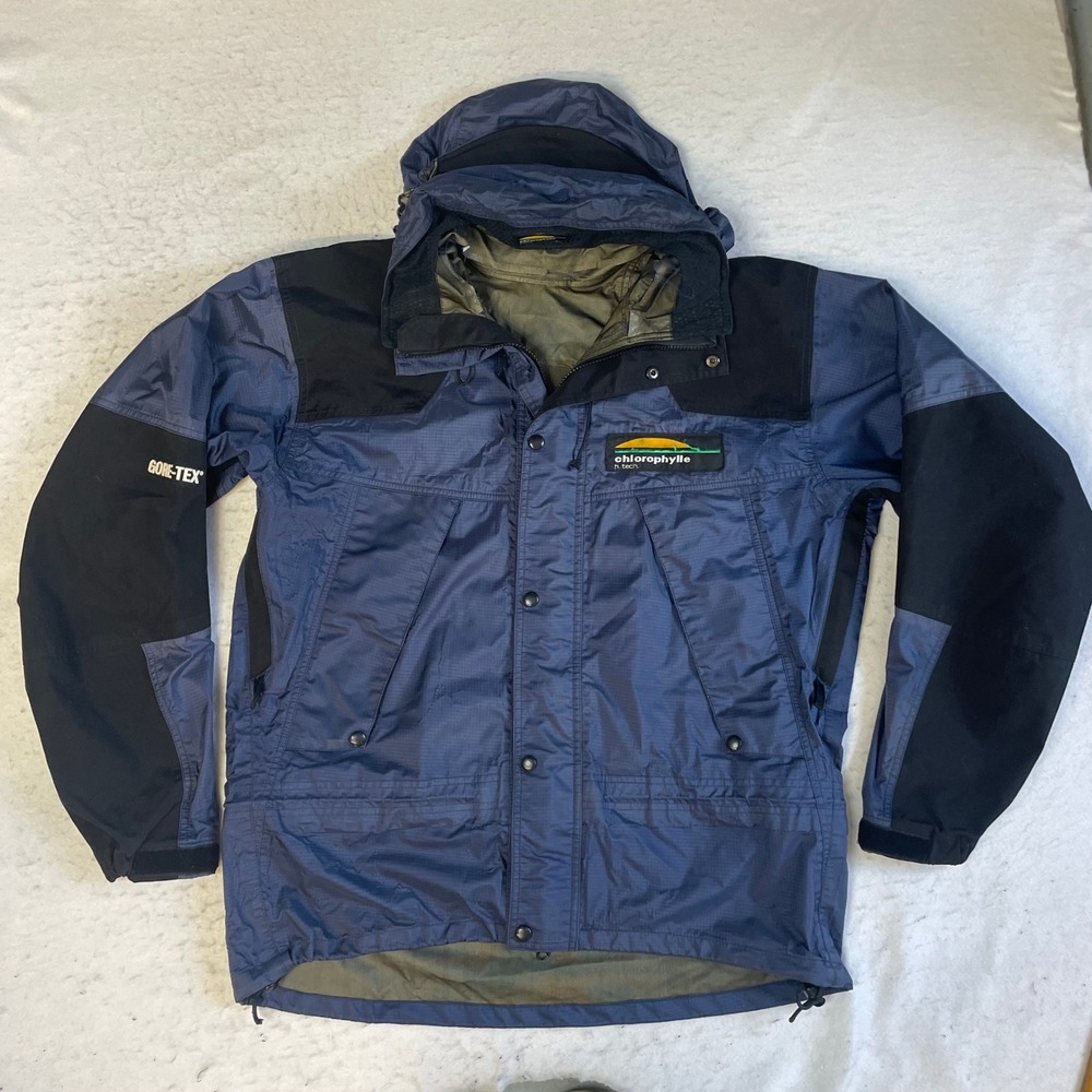 Chlorophylle Gore-Tex H-Tech Jacket Mens Large Blue Hooded Ripstop Shell